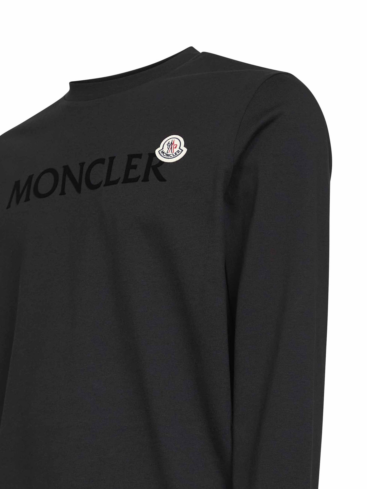 T-shirt a maniche lunghe logata in cotone nero