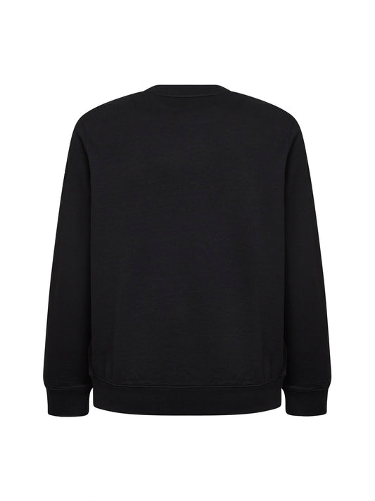 Black cotton and nylon blend embroidered sweatshirt