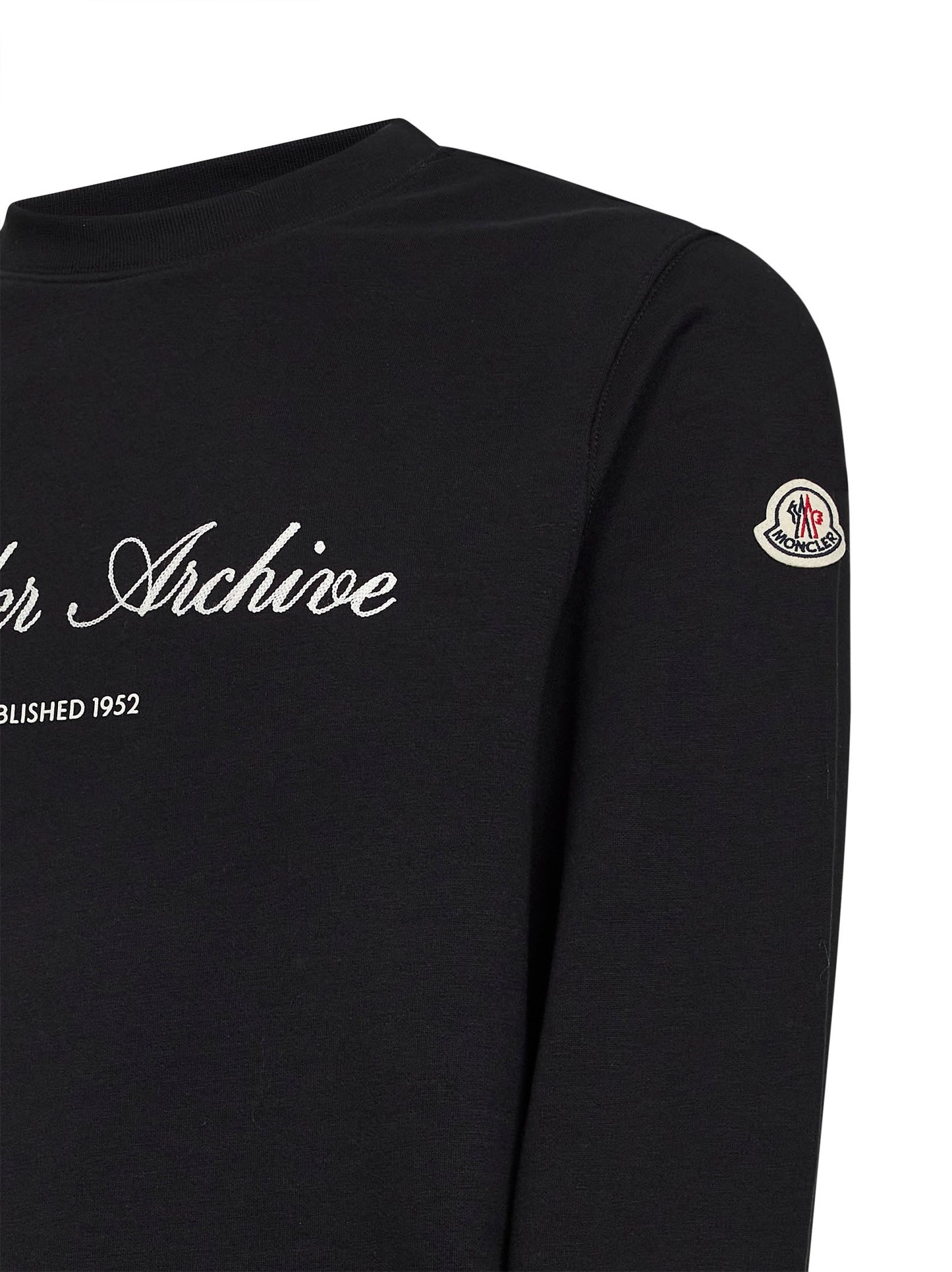 Black cotton and nylon blend embroidered sweatshirt