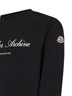 Black cotton and nylon blend embroidered sweatshirt