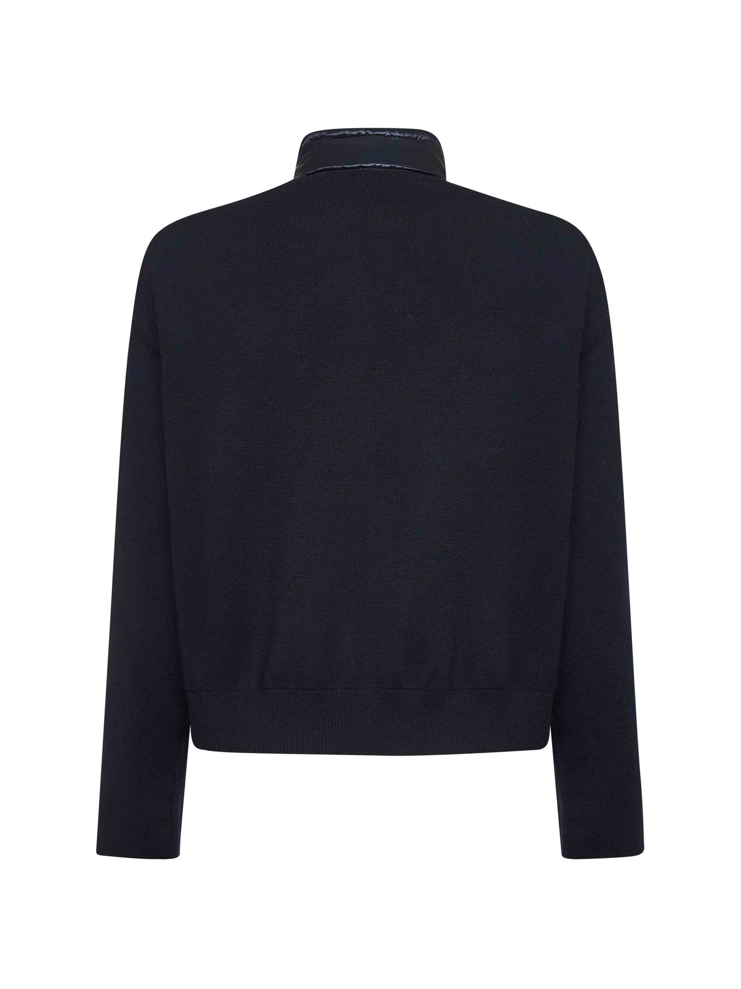 Cardigan imbottito con zip in lana blu