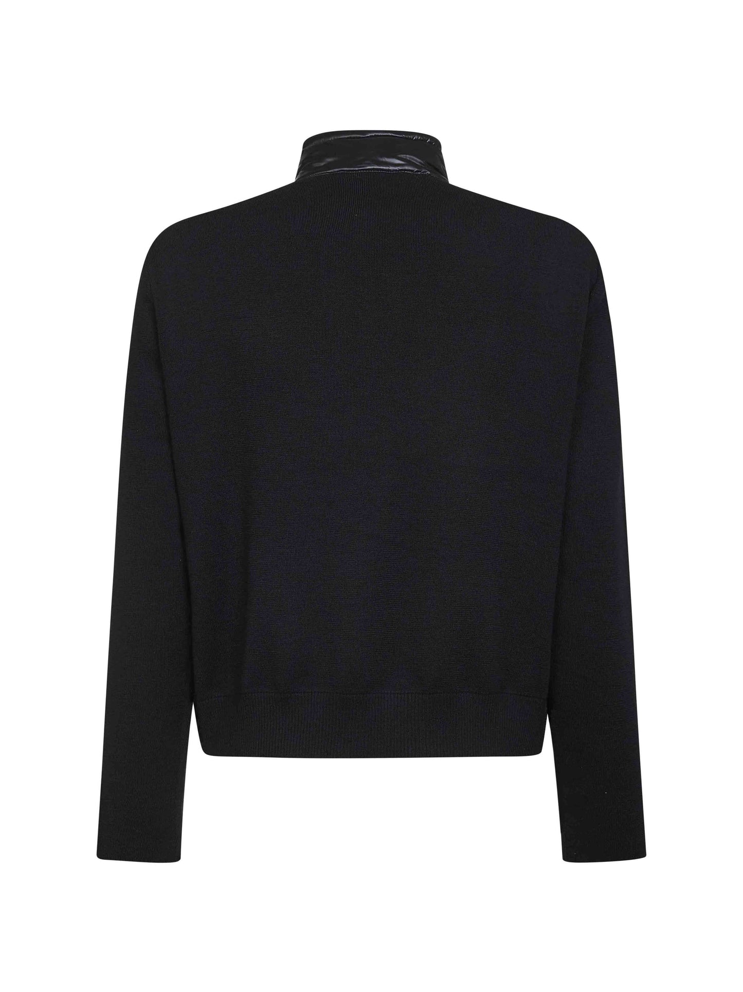 Cardigan imbottito con zip in lana nera