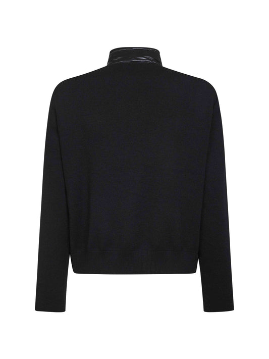 Cardigan imbottito con zip in lana nera