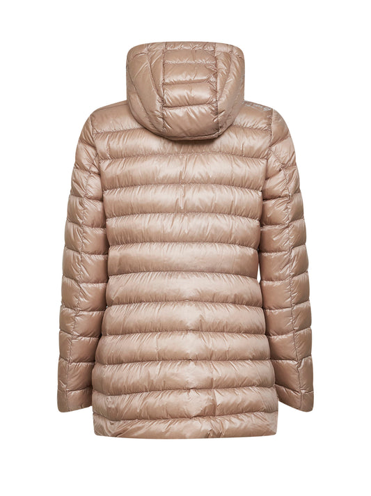 Beige Jasmin hooded short down jacket