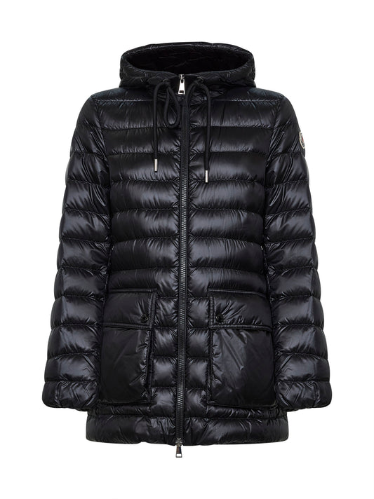Black Jasmin hooded short down jacket