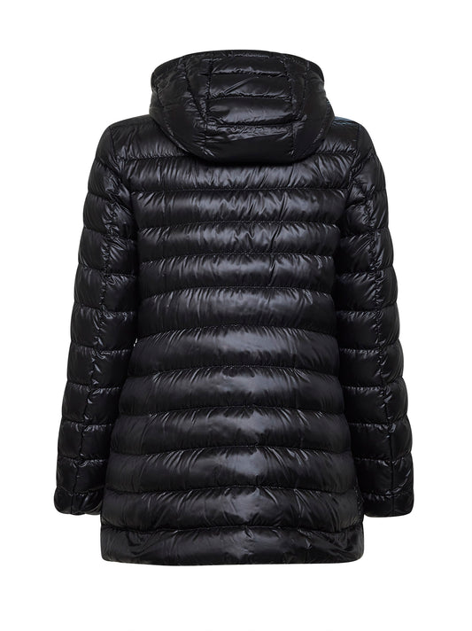 Black Jasmin hooded short down jacket