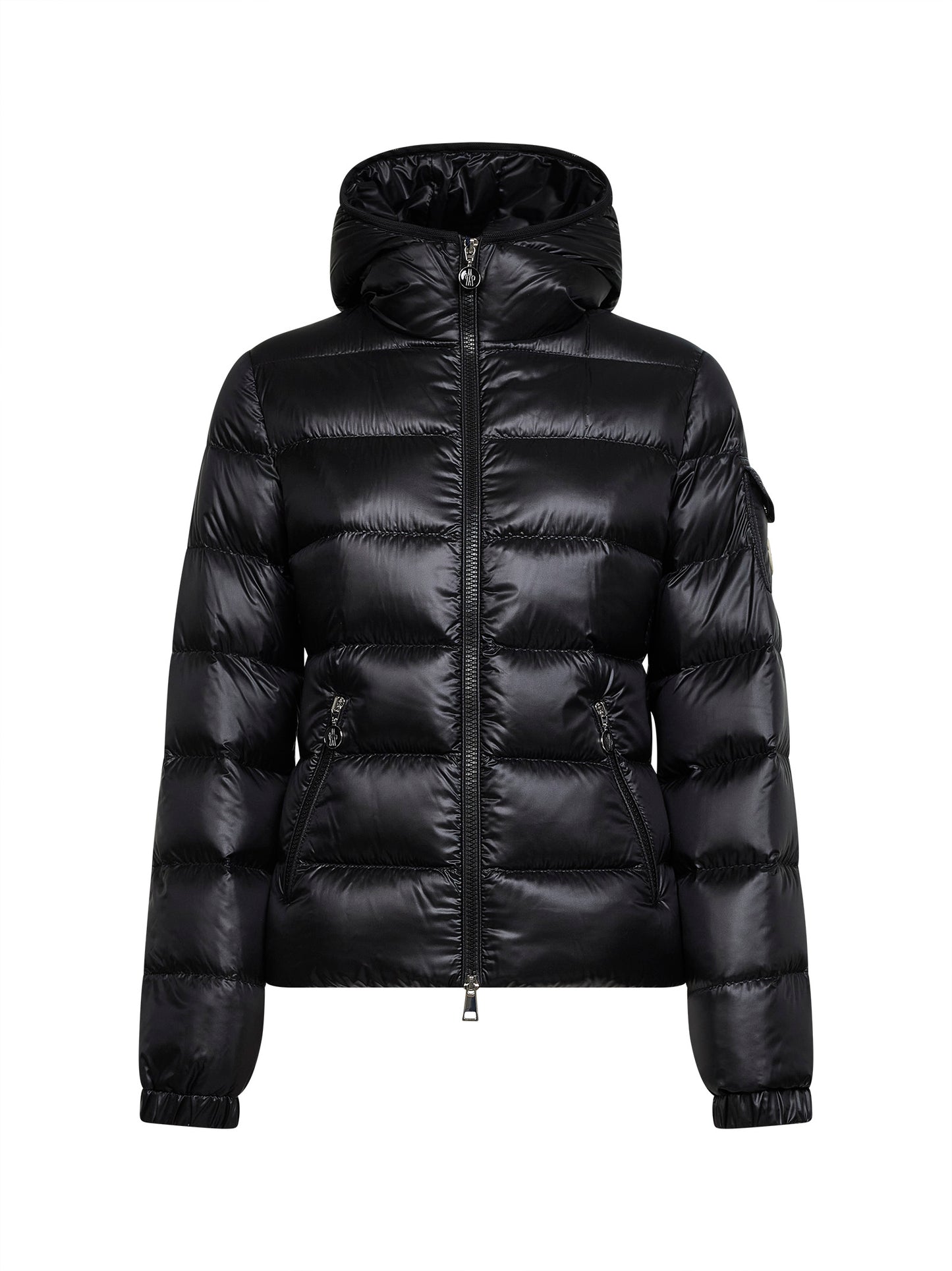 Black Glesse hooded short down jacket