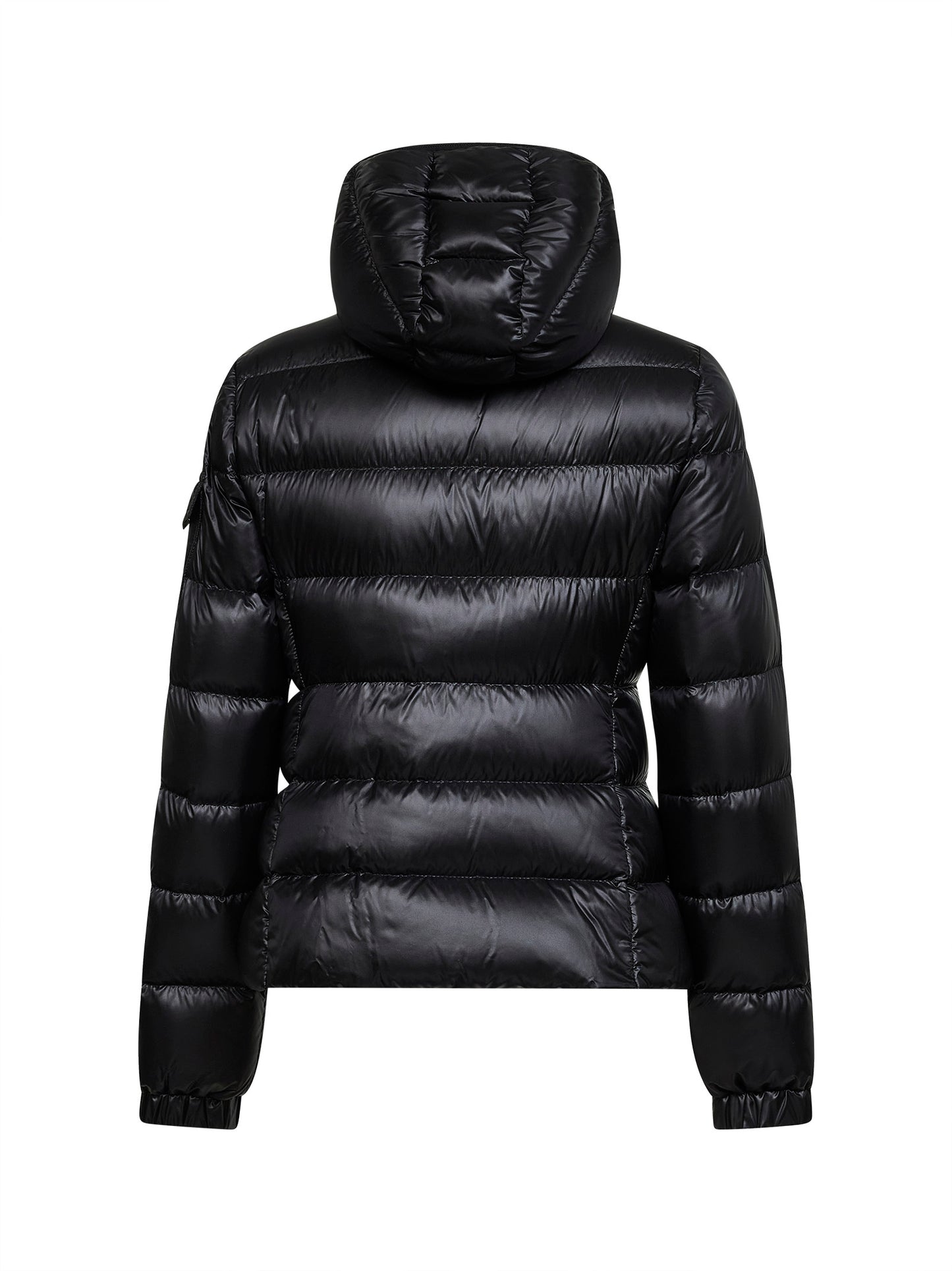 Black Glesse hooded short down jacket