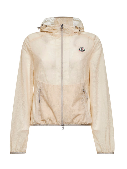 Giacca con cappuccio Edasic in seersucker bianco avorio