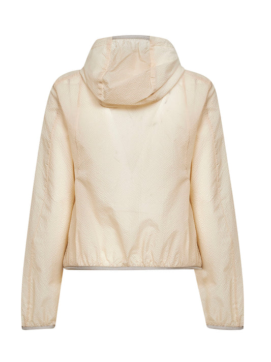 Giacca con cappuccio Edasic in seersucker bianco avorio