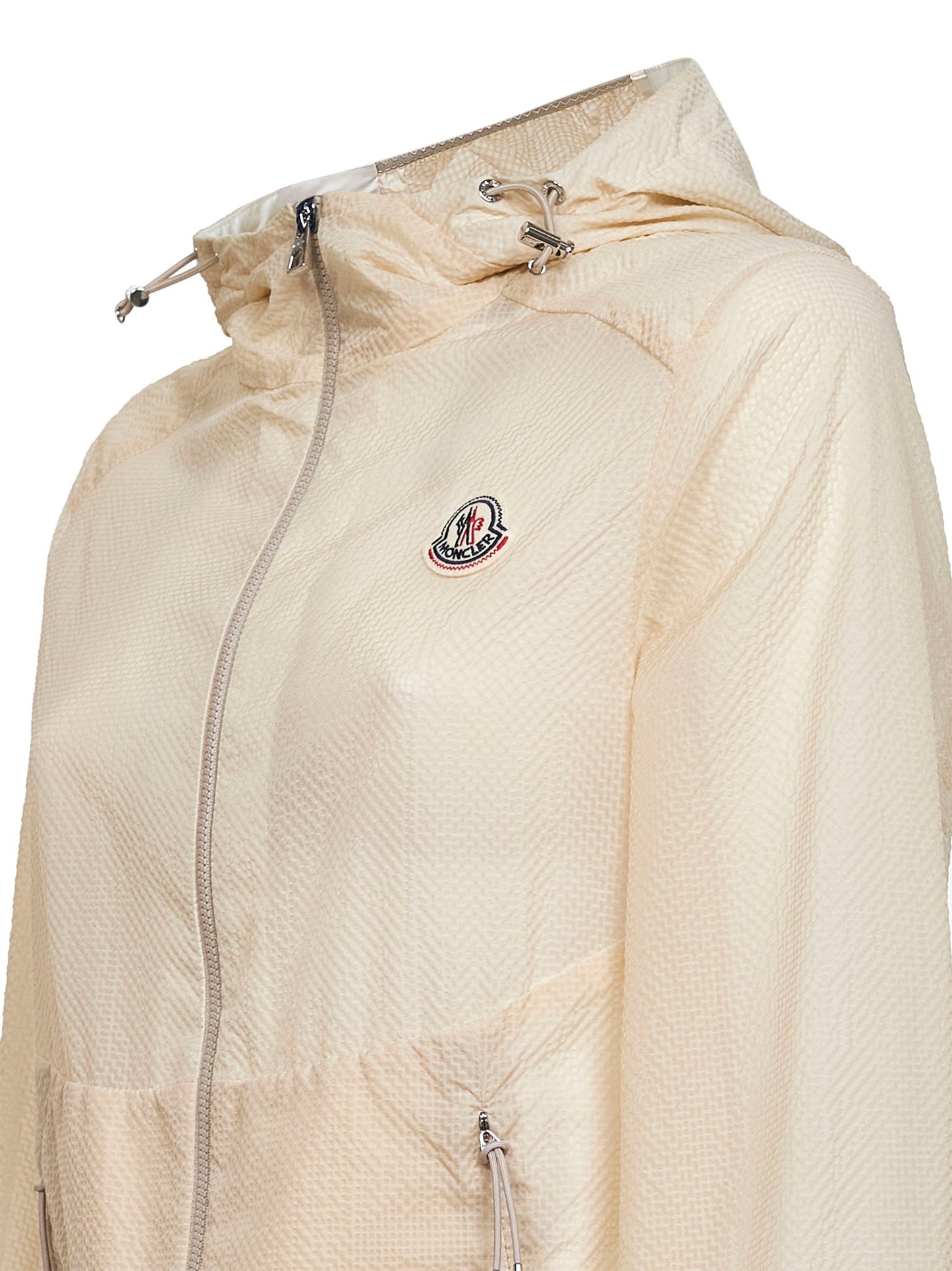 Giacca con cappuccio Edasic in seersucker bianco avorio