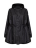 Black Weteau midi hooded jacket with ruffles