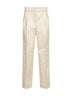 Natural cotton gabardine wide-leg tailored trousers