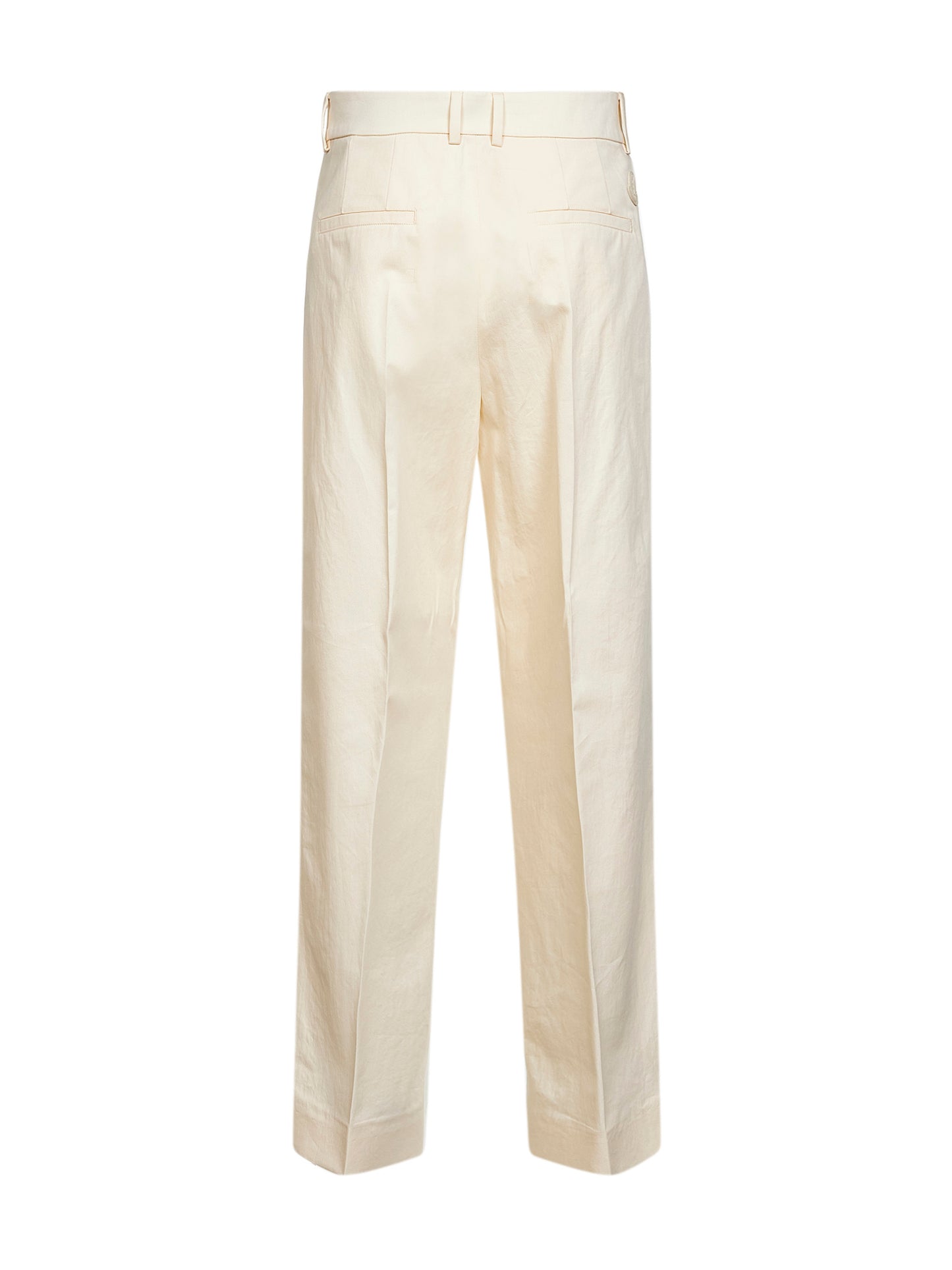 Natural cotton gabardine wide-leg tailored trousers
