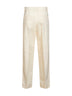 Natural cotton gabardine wide-leg tailored trousers