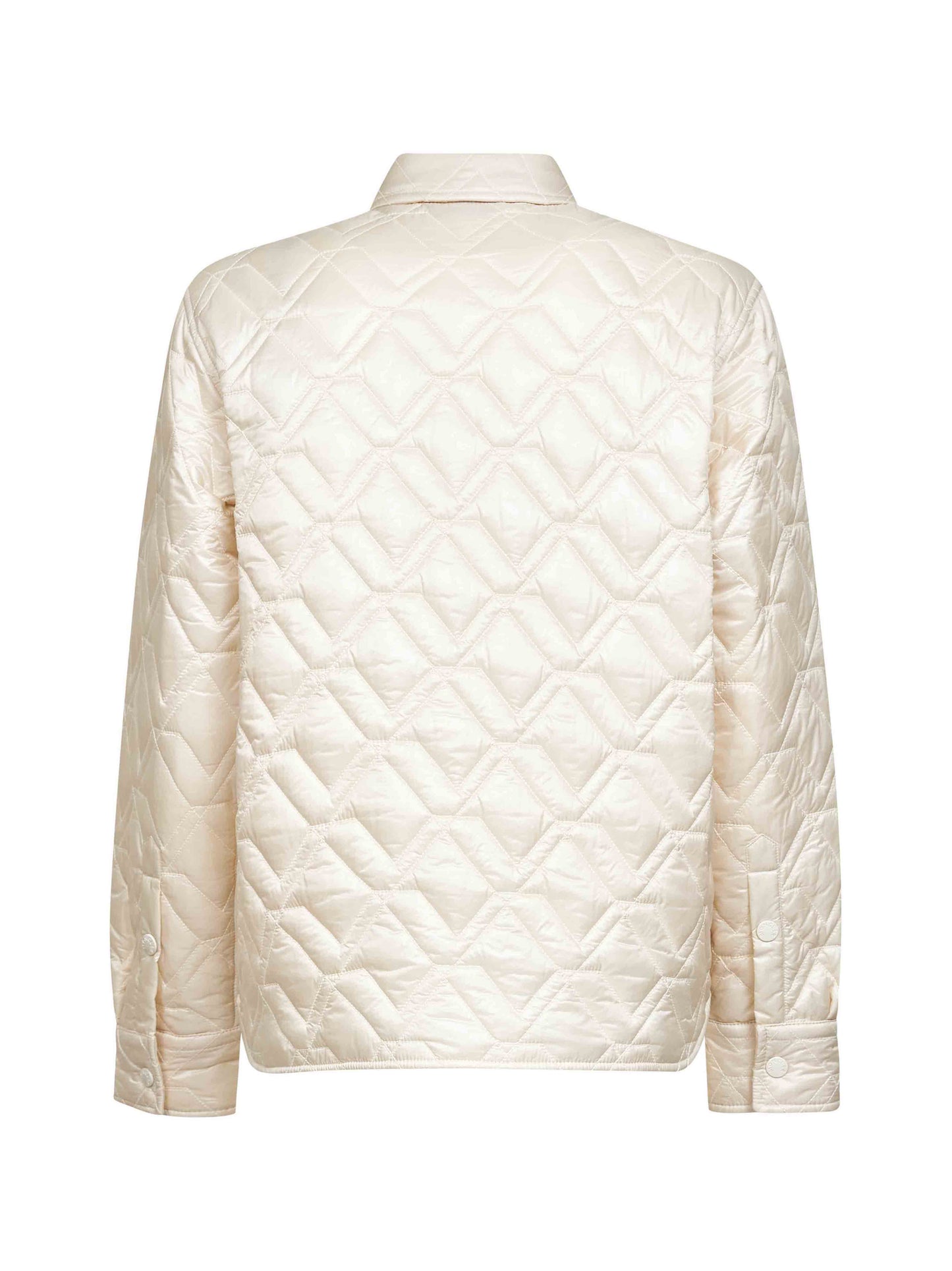 Beige quilted and padded shirt jacket