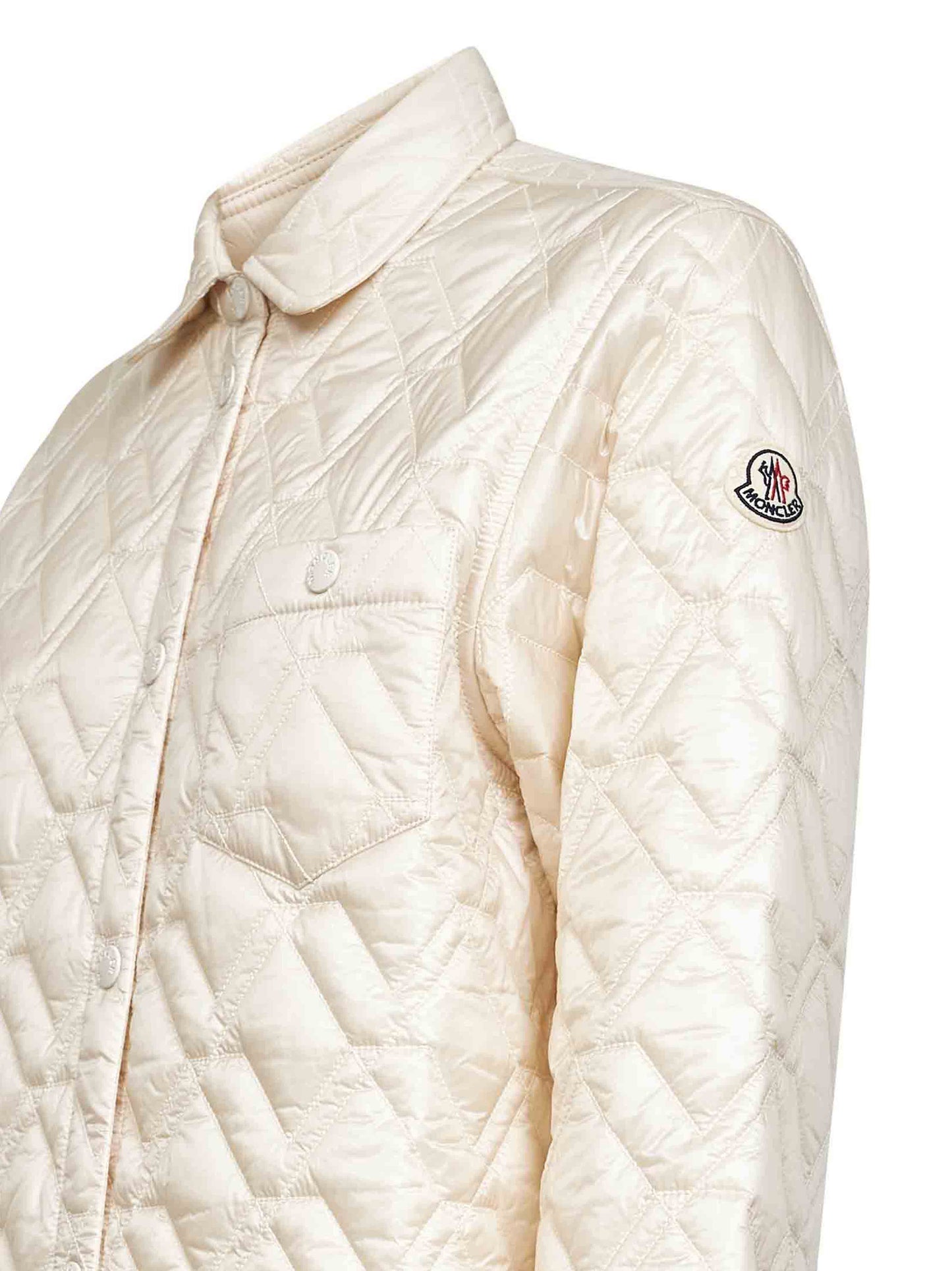 Beige quilted and padded shirt jacket