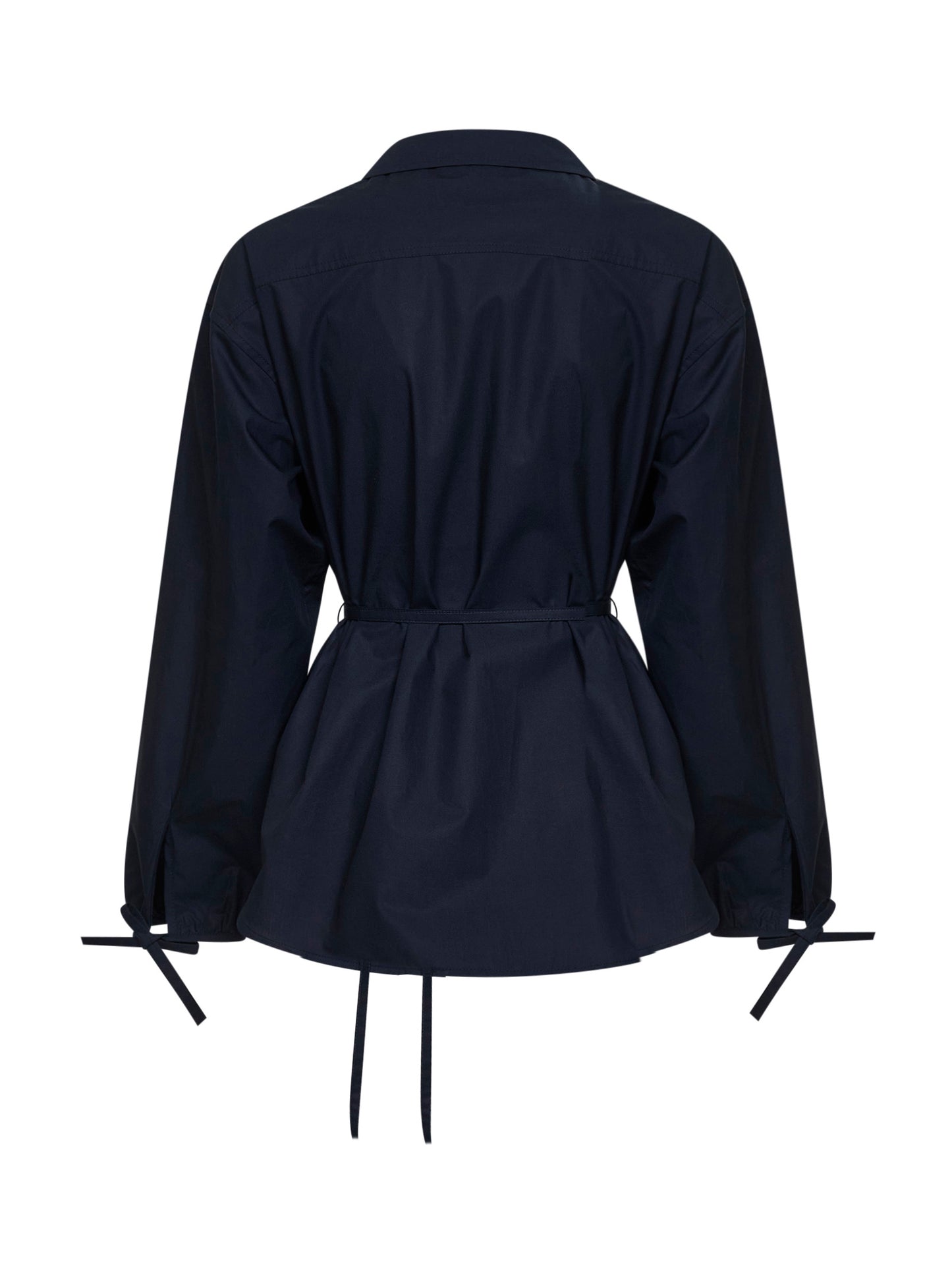 Giacca camicia in popeline di cotone blu