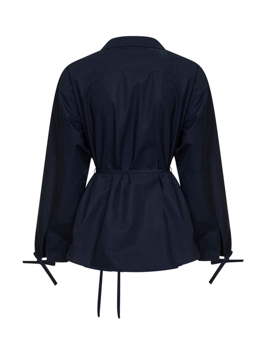Giacca camicia in popeline di cotone blu