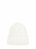 Berretto con logo in maglia di lana vergine bianca