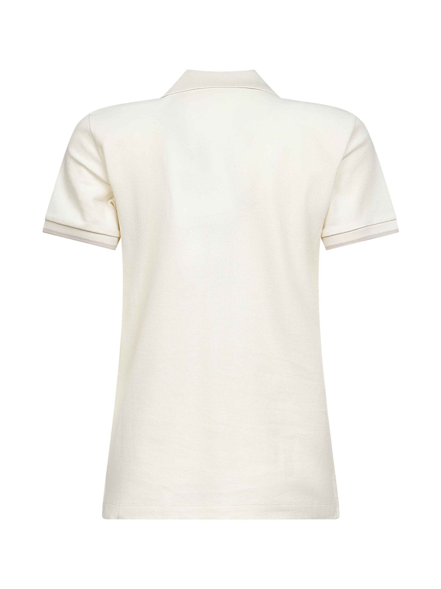 White cotton pique logo patch polo shirt