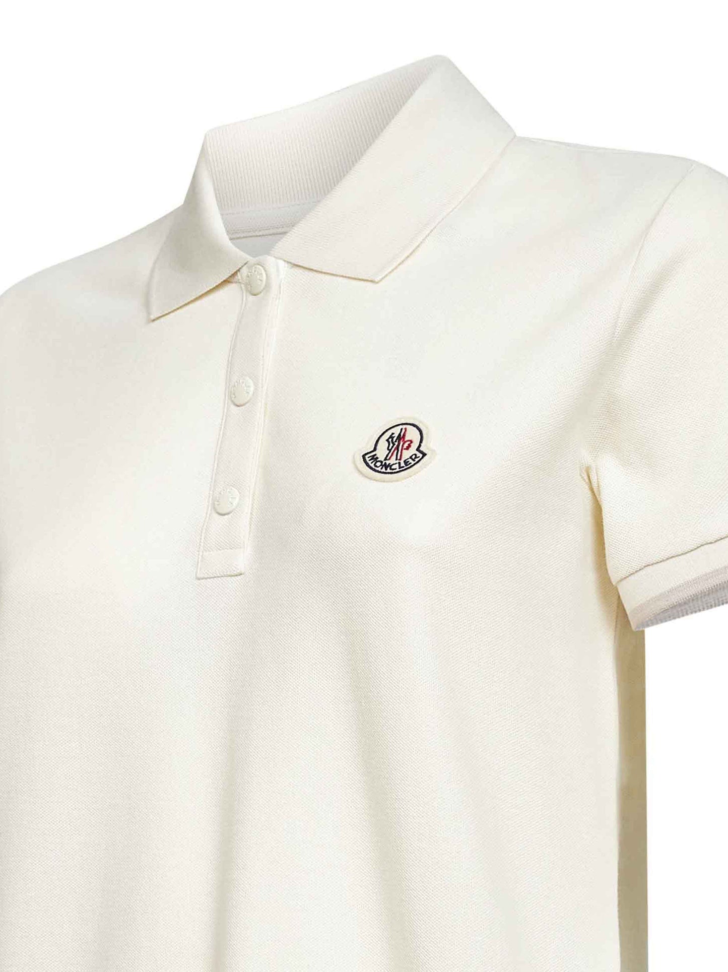 White cotton pique logo patch polo shirt