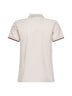 Beige cotton pique logo patch polo shirt