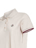 Beige cotton pique logo patch polo shirt