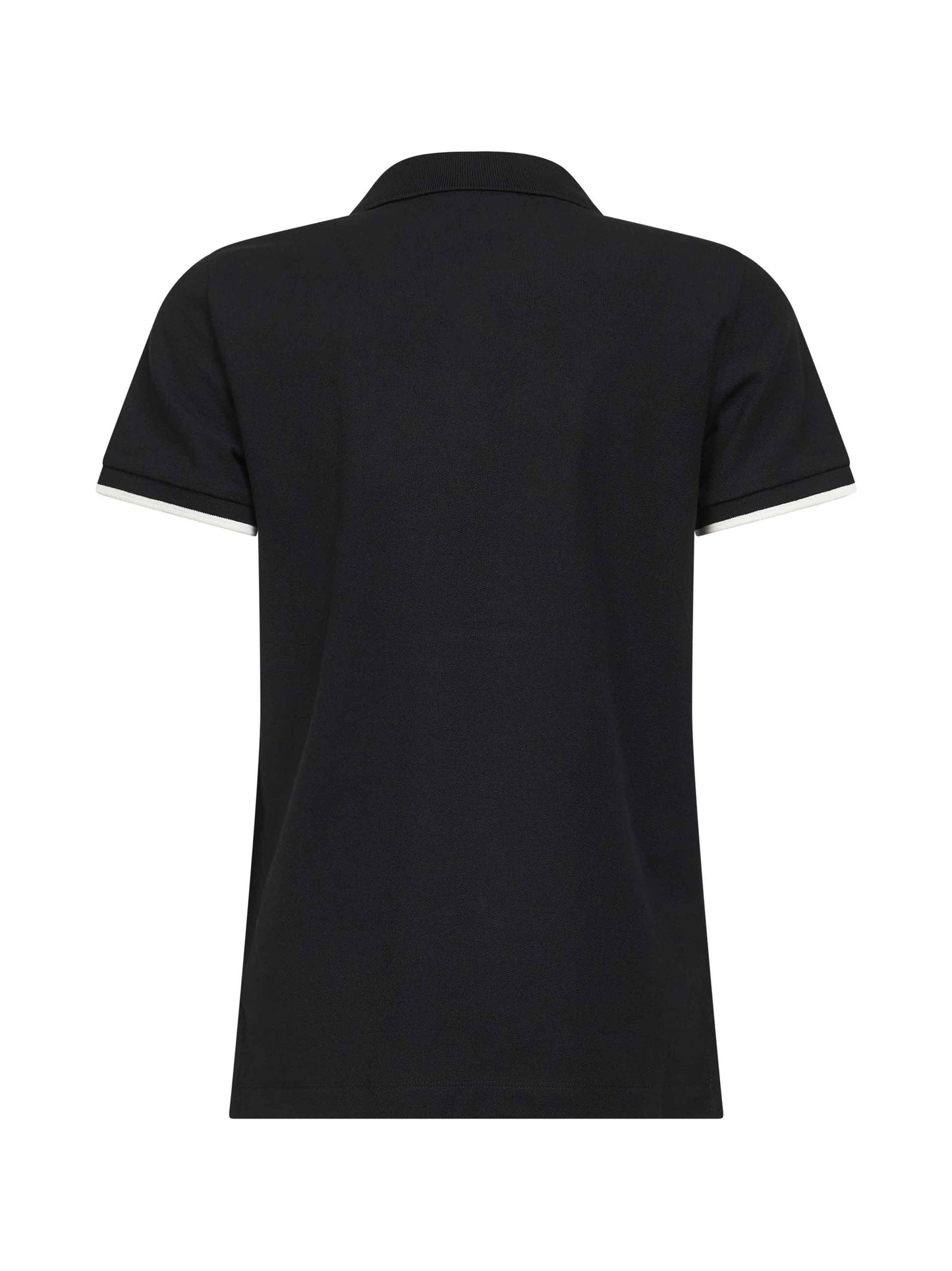 Black cotton pique logo patch polo shirt