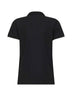 Black cotton pique logo patch polo shirt