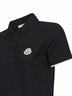 Black cotton pique logo patch polo shirt
