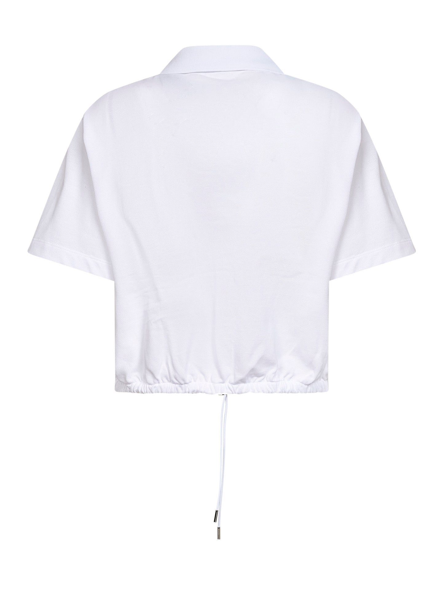 Polo cropped in piquet di cotone bianco