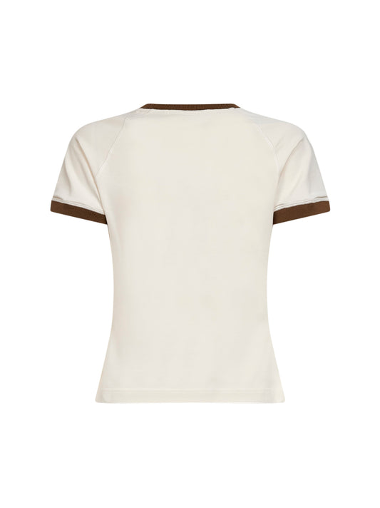 Light beige stretch jersey logo and heart T-shirt