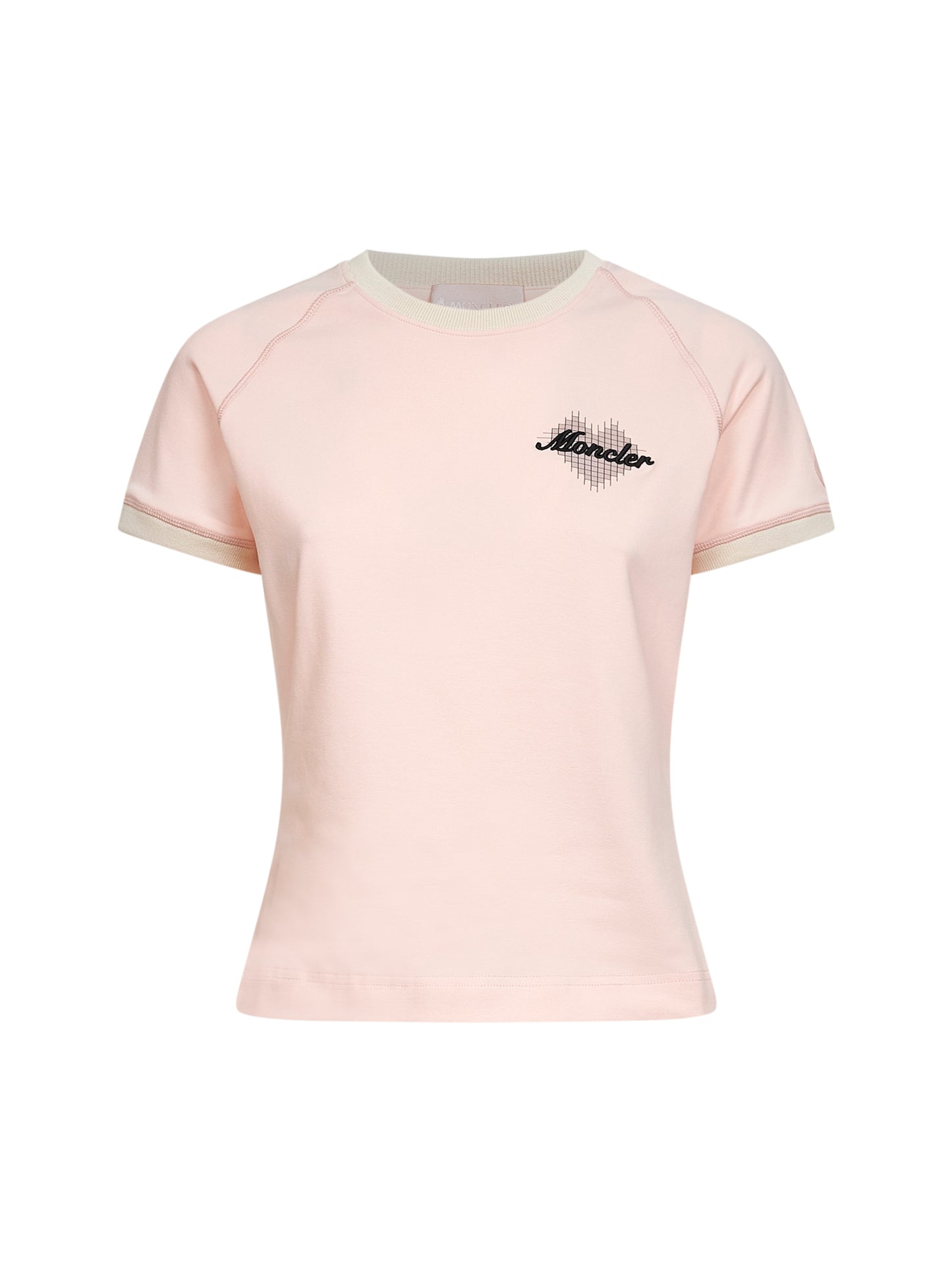 Light pink stretch jersey logo and heart T-shirt