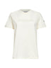 Ivory white cotton embroidered logo T-shirt