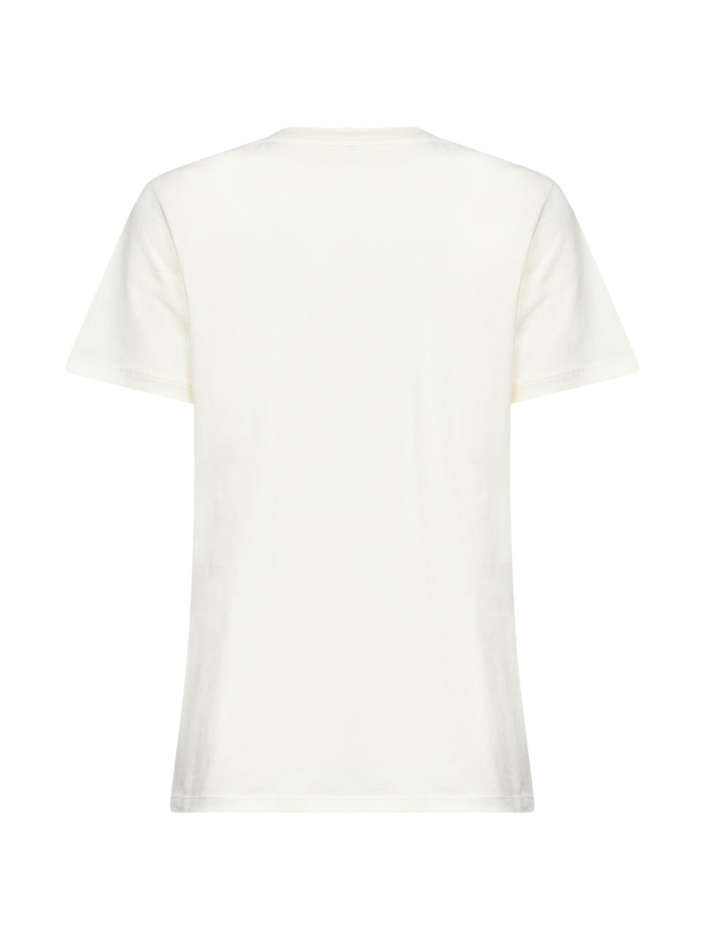 Ivory white cotton embroidered logo T-shirt