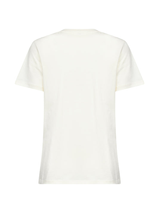 Ivory white cotton embroidered logo T-shirt