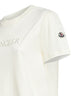 Ivory white cotton embroidered logo T-shirt