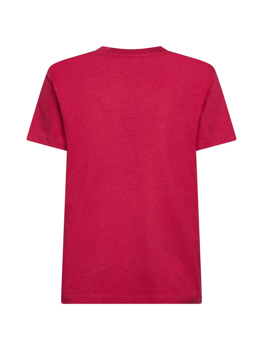 Pink cotton embroidered logo T-shirt