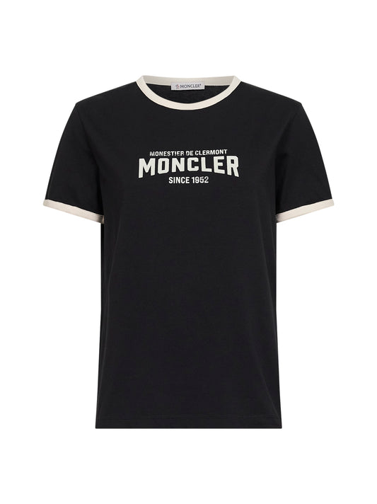 Black jersey flocked logo T-shirt