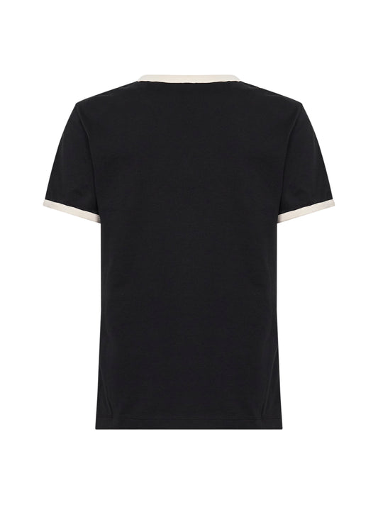 Black jersey flocked logo T-shirt