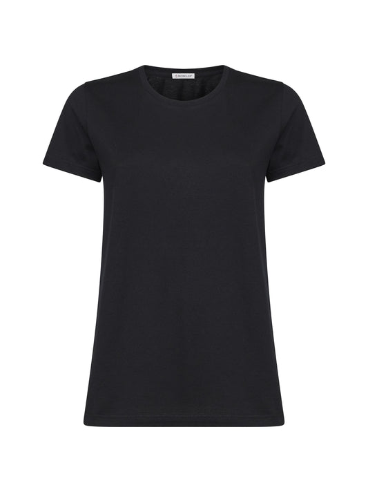 Black cotton jersey logo patch T-shirt