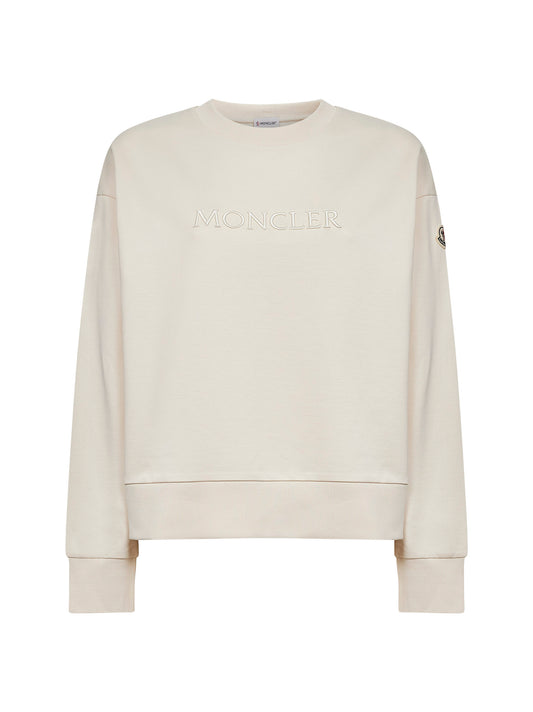 Ivory cotton embroidered logo sweatshirt