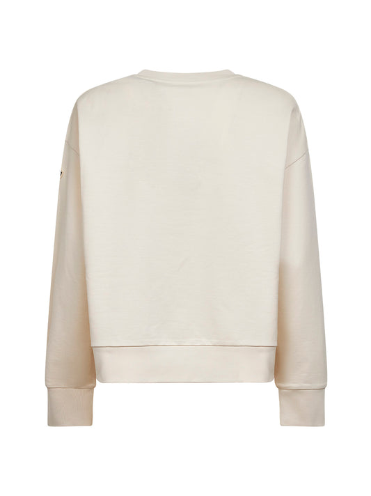 Ivory cotton embroidered logo sweatshirt