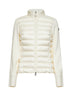Ivory wool padded hooded zip-up cardigan