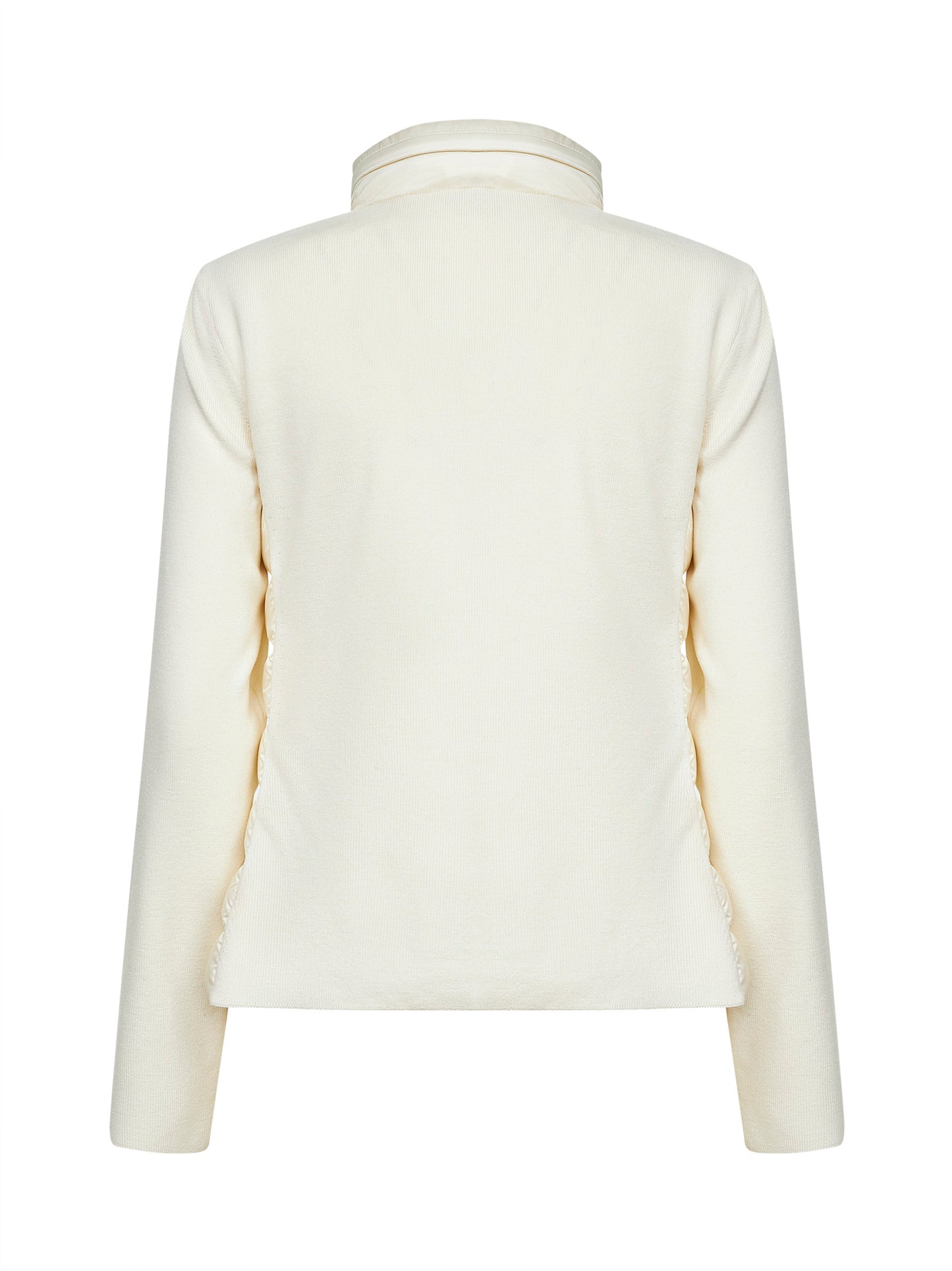 Ivory wool padded hooded zip-up cardigan