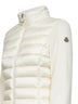 Ivory wool padded hooded zip-up cardigan