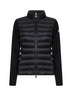 Black wool padded hooded zip-up cardigan