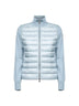Light blue wool zip-up padded cardigan