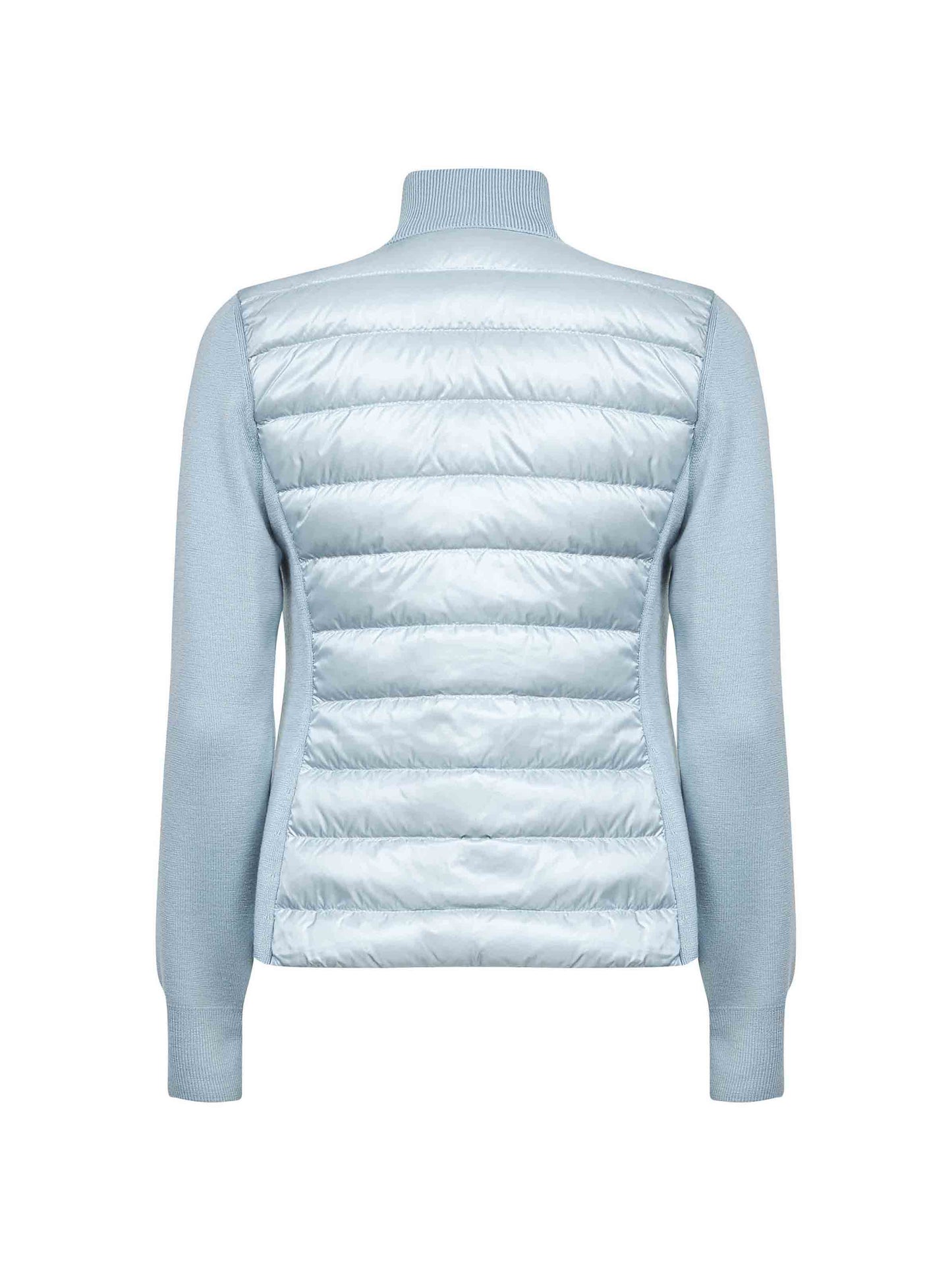 Light blue wool zip-up padded cardigan